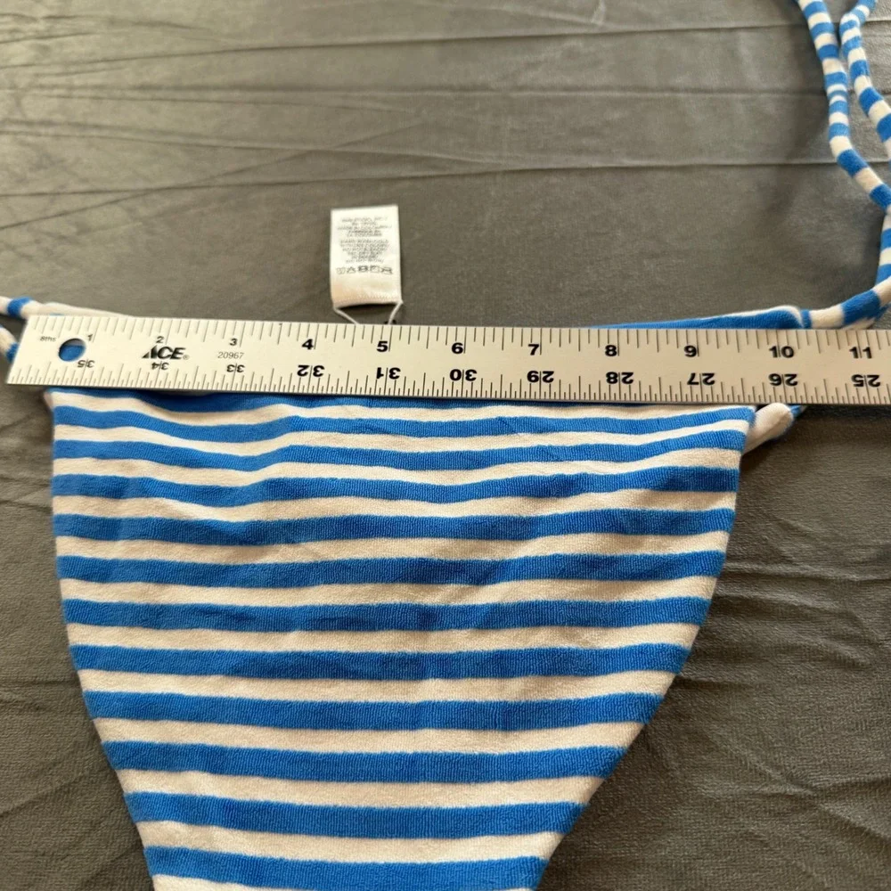 Peixoto Womens Terry Amore Tonie Bikini Bottom XS Blue White Striped Side Tie - Picture 8 of 8